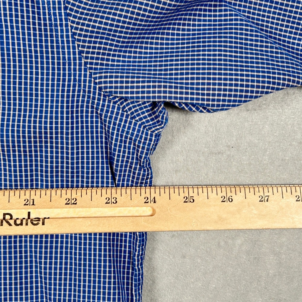 Jos A Bank Shirt Mens Large Stays Cool Seersucker Button Down Short Sleeve Blue - Picture 5 of 7